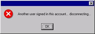 Another user signed in to this account...disconnecting..